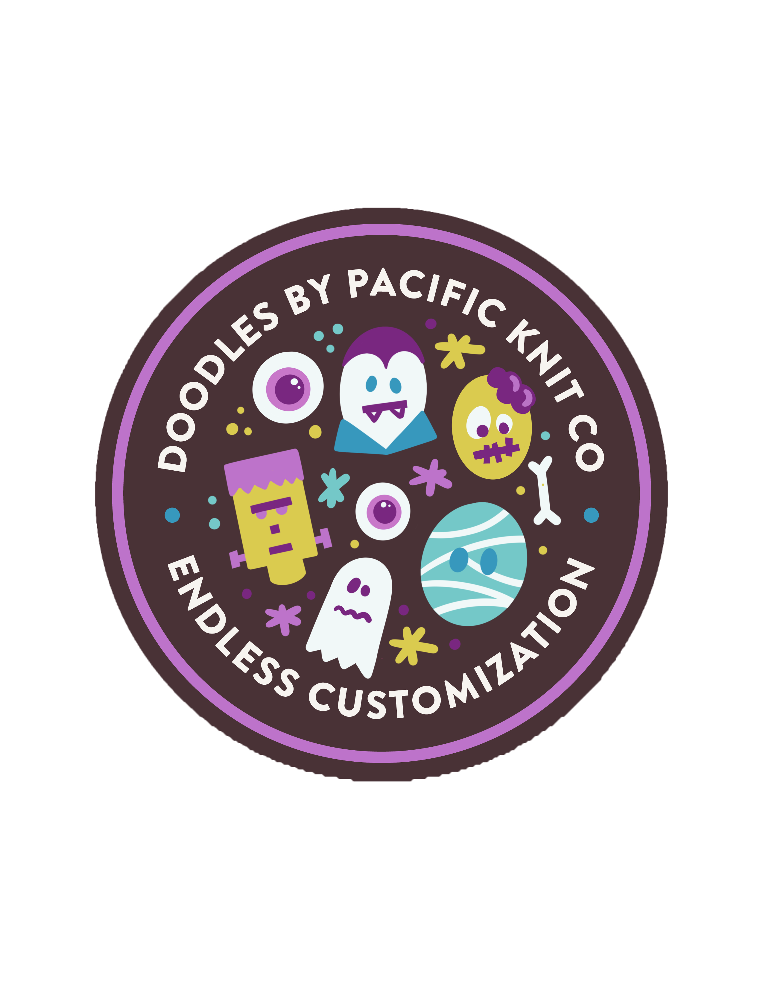 Sticker - Monster Doodles by Pacific Knit Co. (Circle)