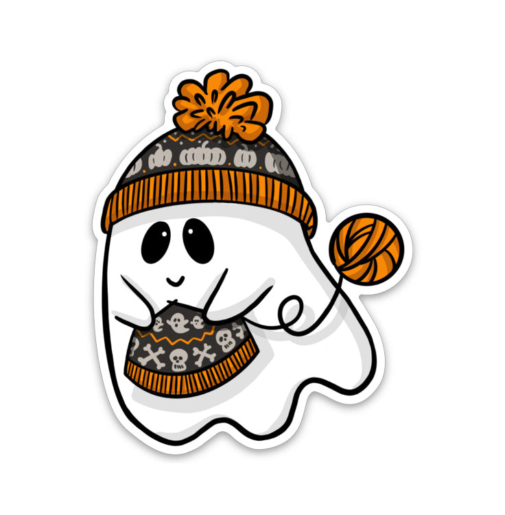 Sticker - Knitting Ghostie - 3x3in