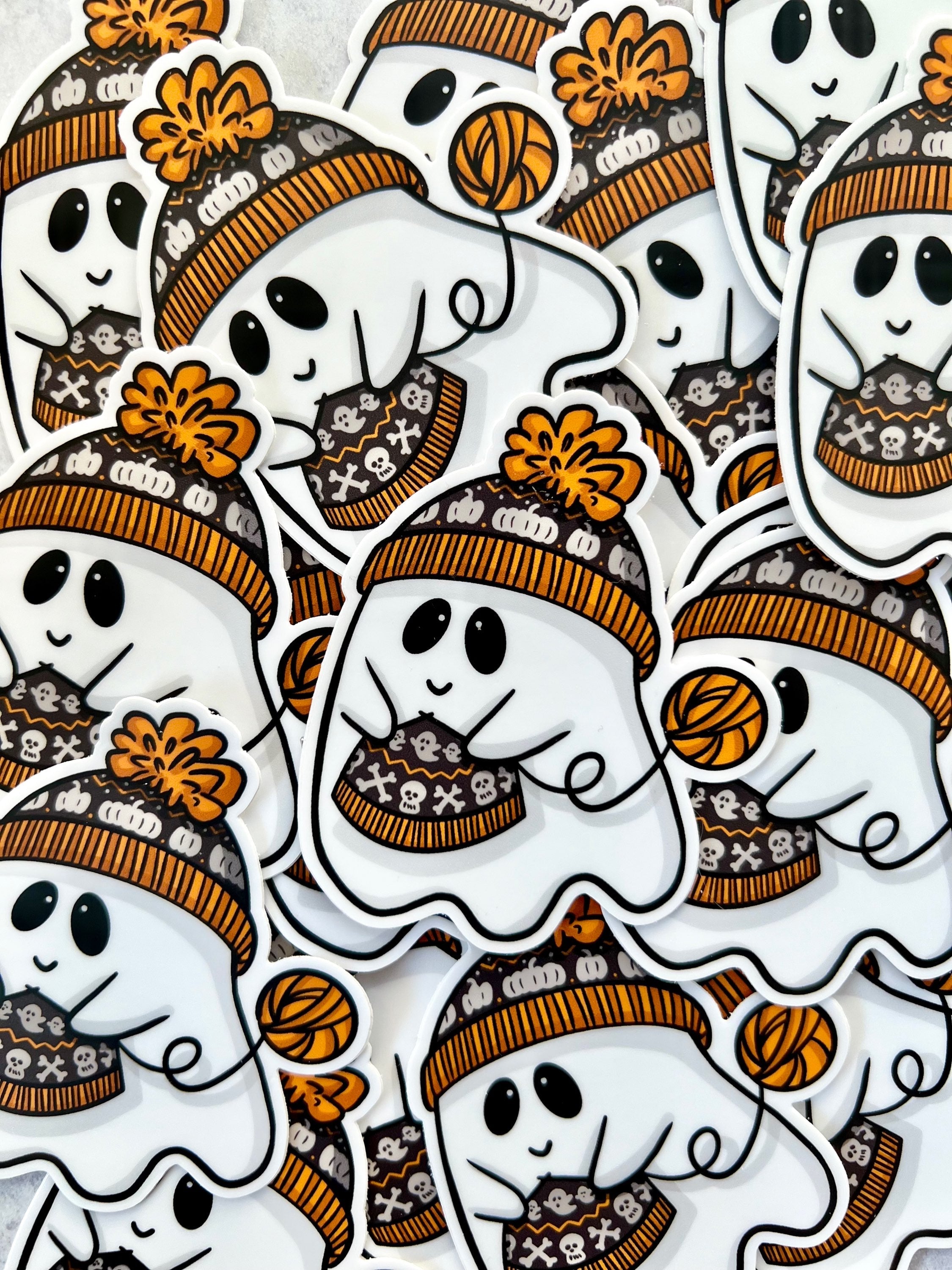 Sticker - Knitting Ghostie - 3x3in