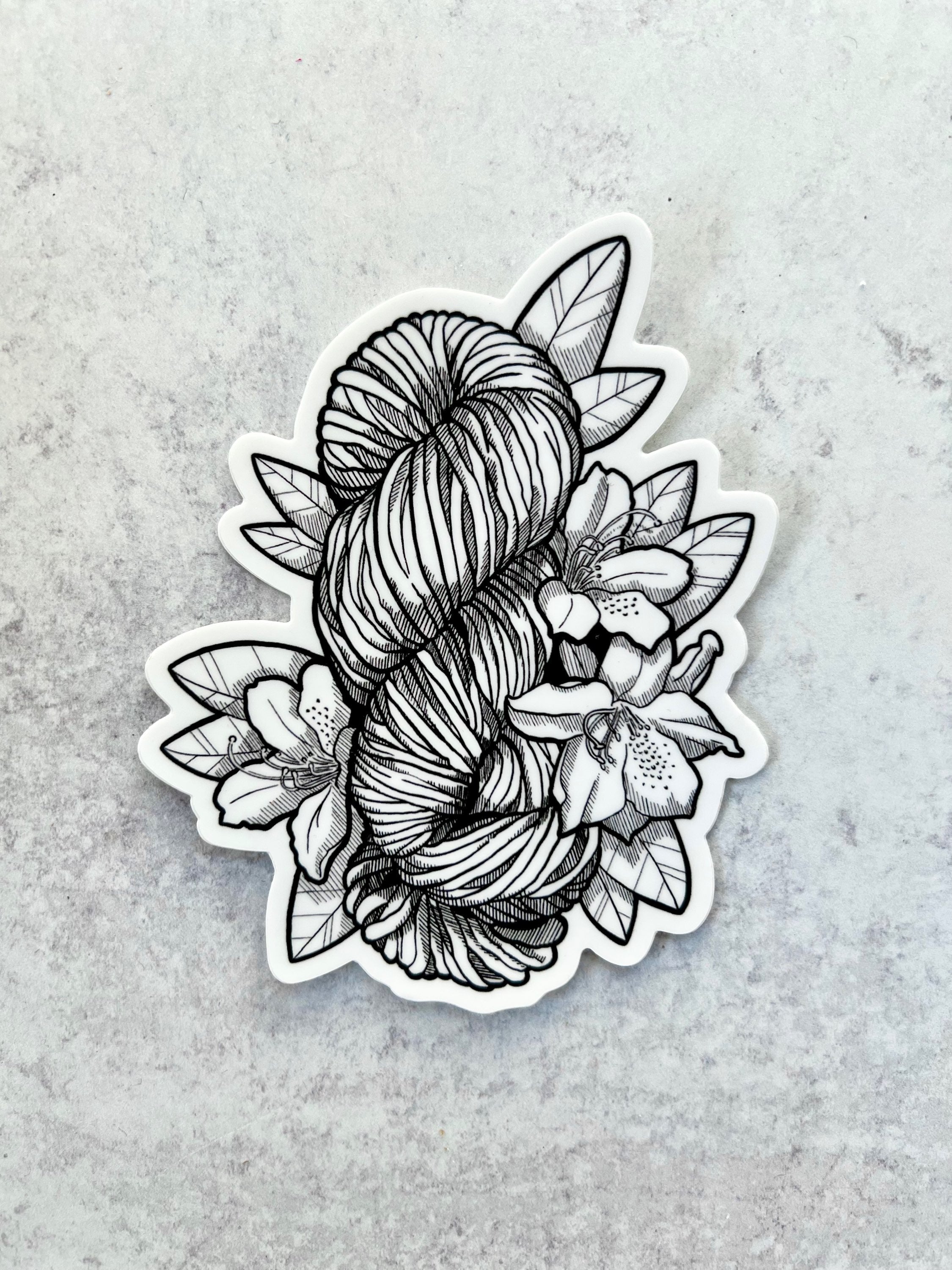 Sticker - Yarn Skein & Flowers