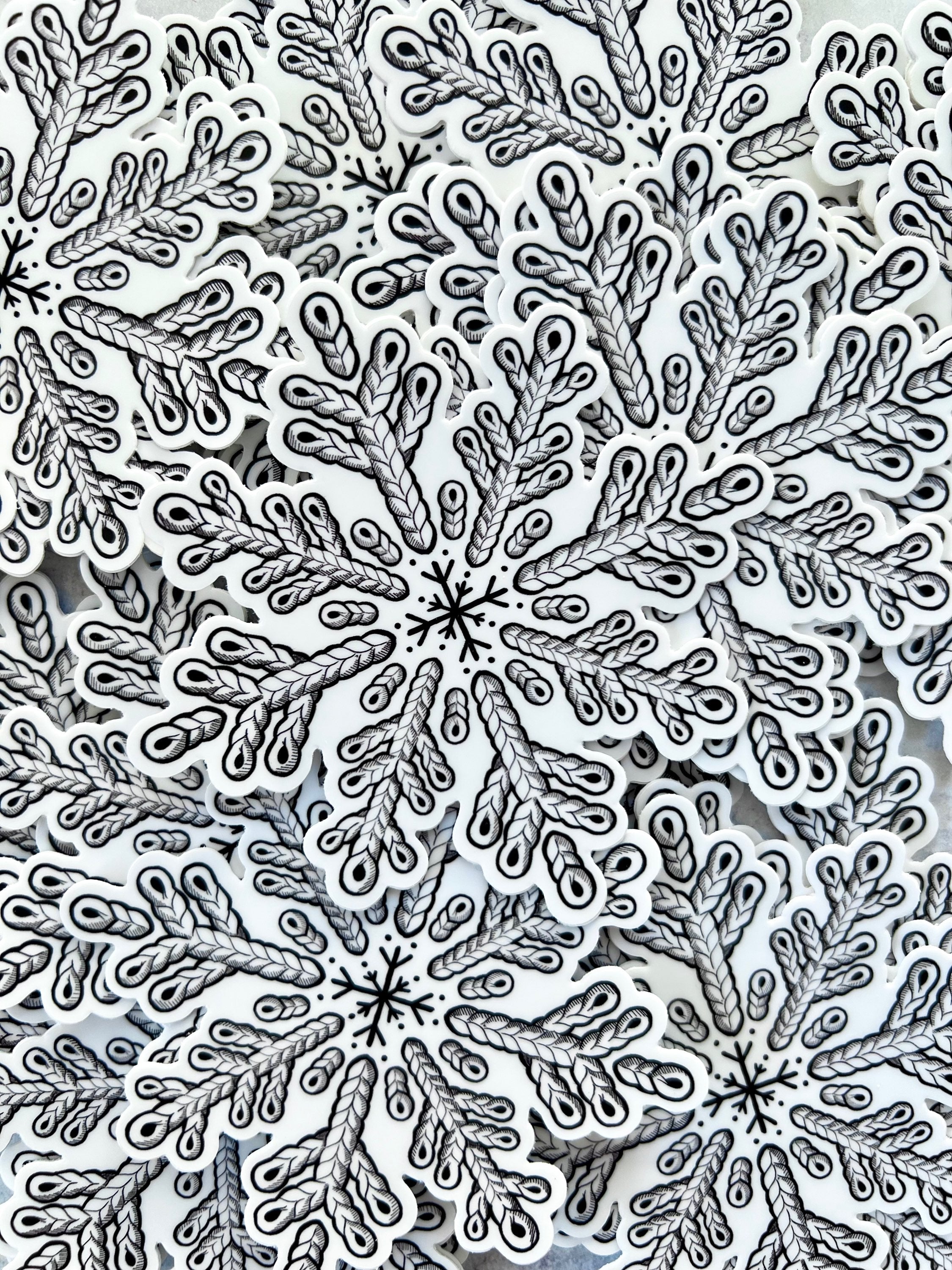 Yarn Snowflake Sticker, 3.5x3.5in