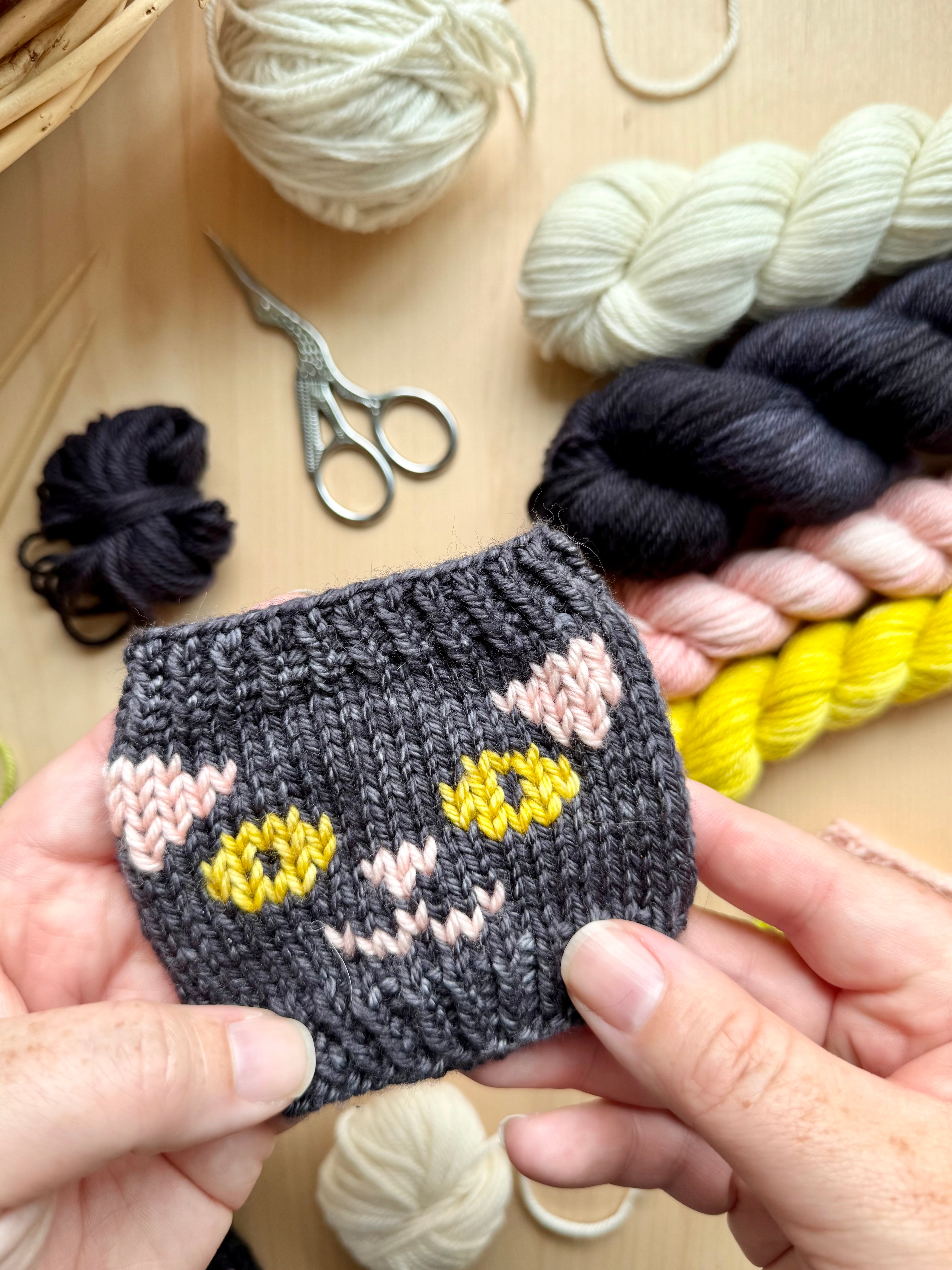 Monster Faces Doodle: Cup Cozy Project + Yarn Kit