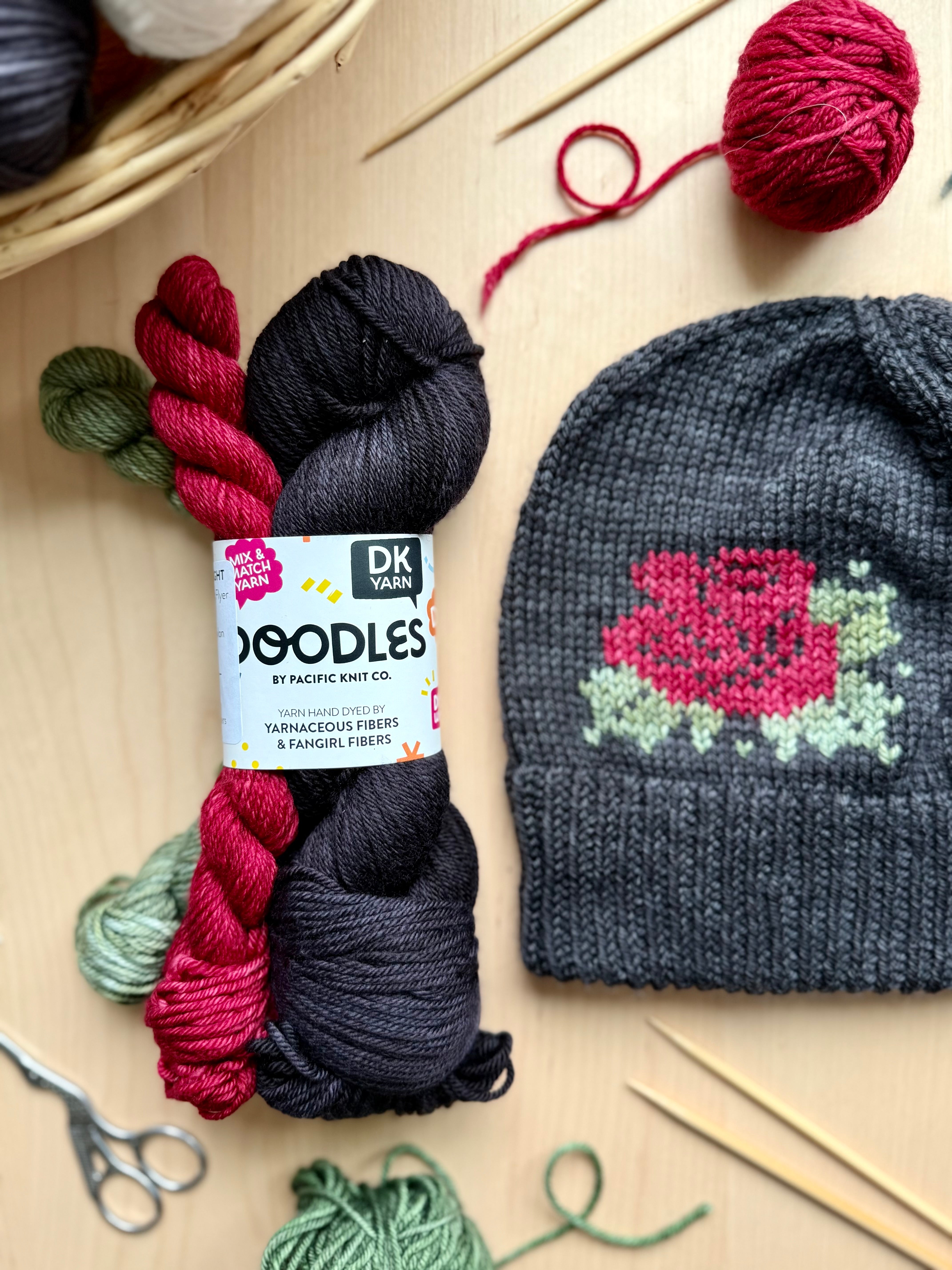 Duplicate Stitch Rose Hat: Project + Yarn Kit