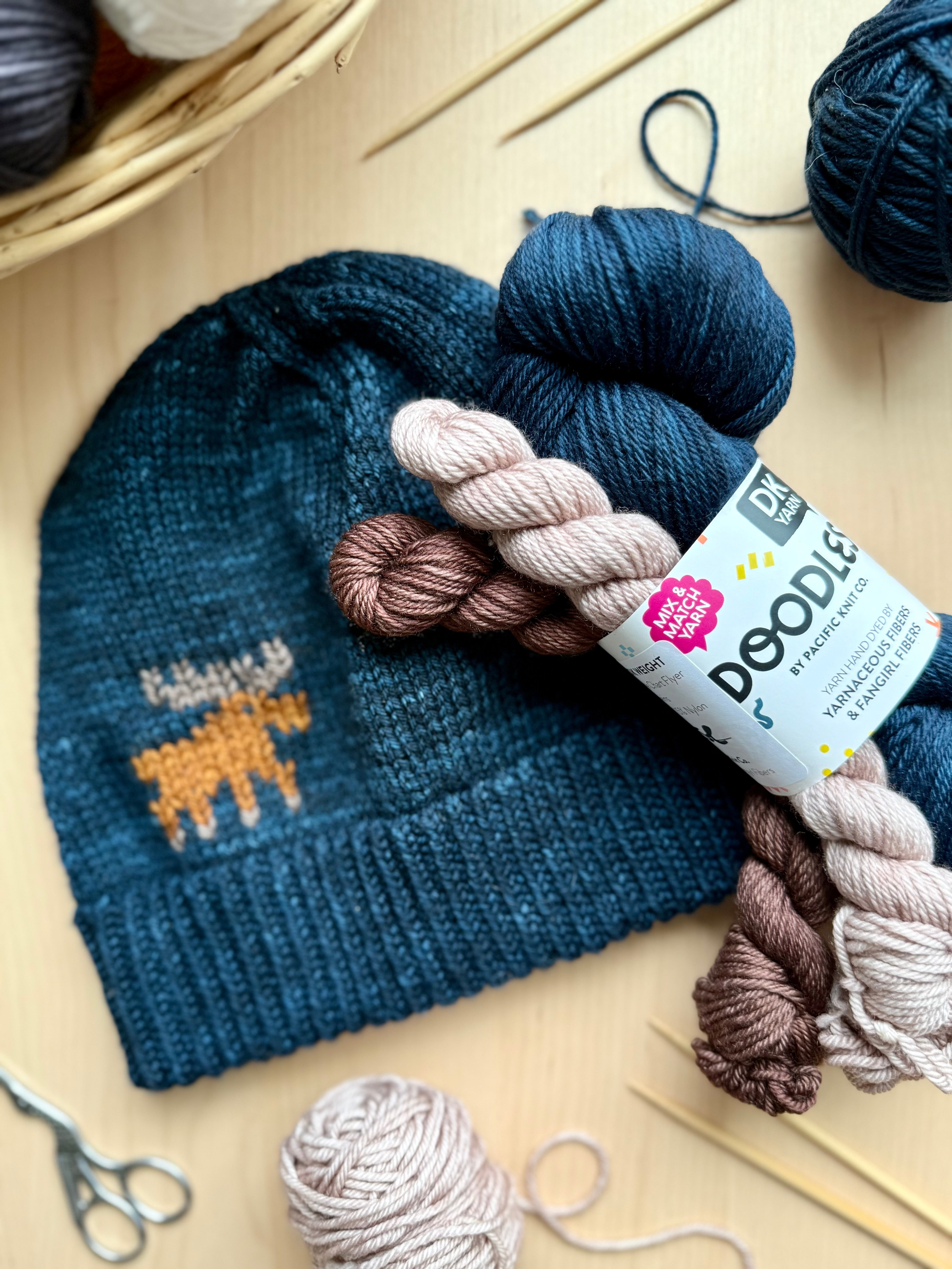 Duplicate Stitch Moose Hat: Project + Yarn Kit