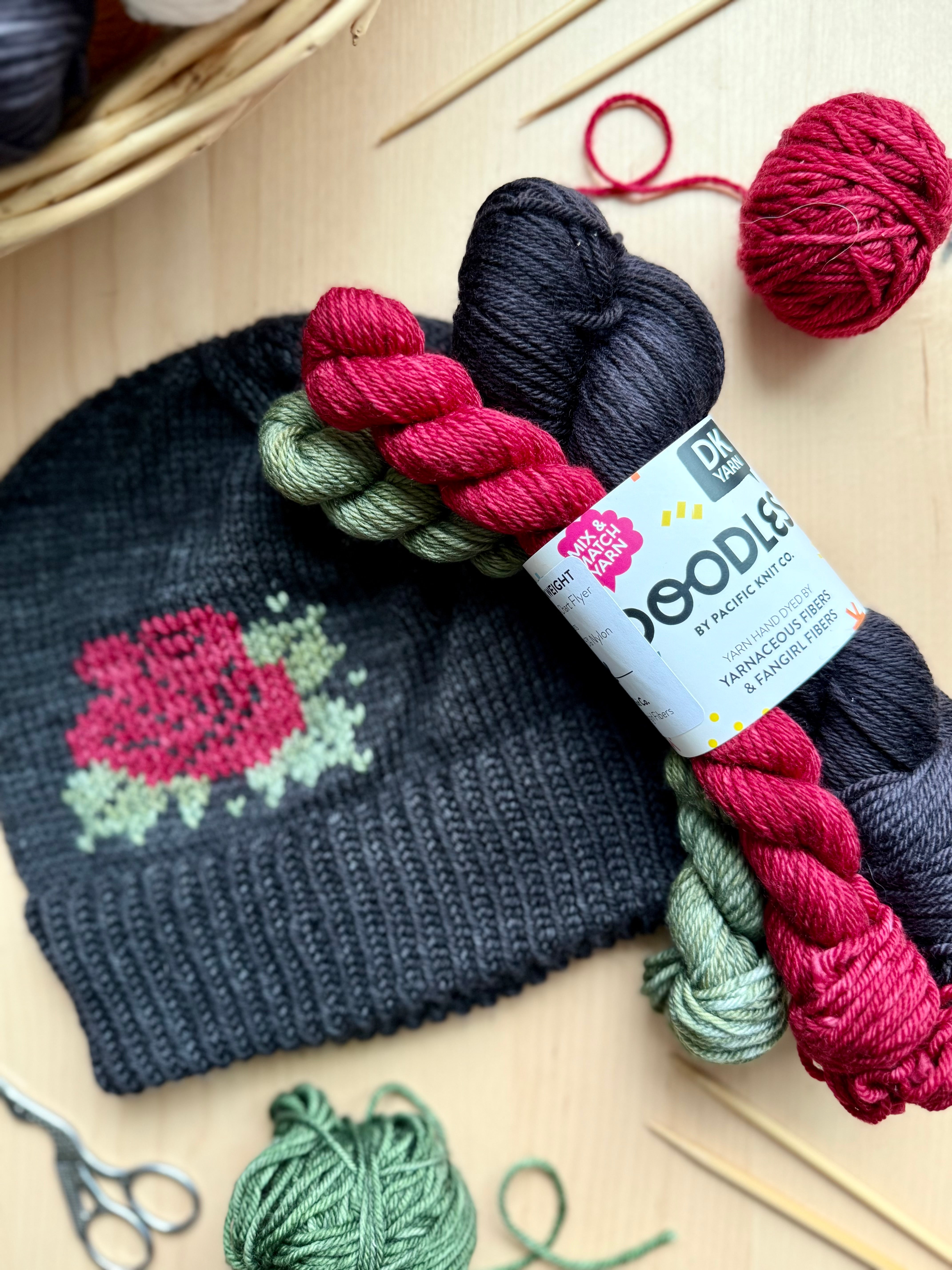 Duplicate Stitch Rose Hat: Project + Yarn Kit