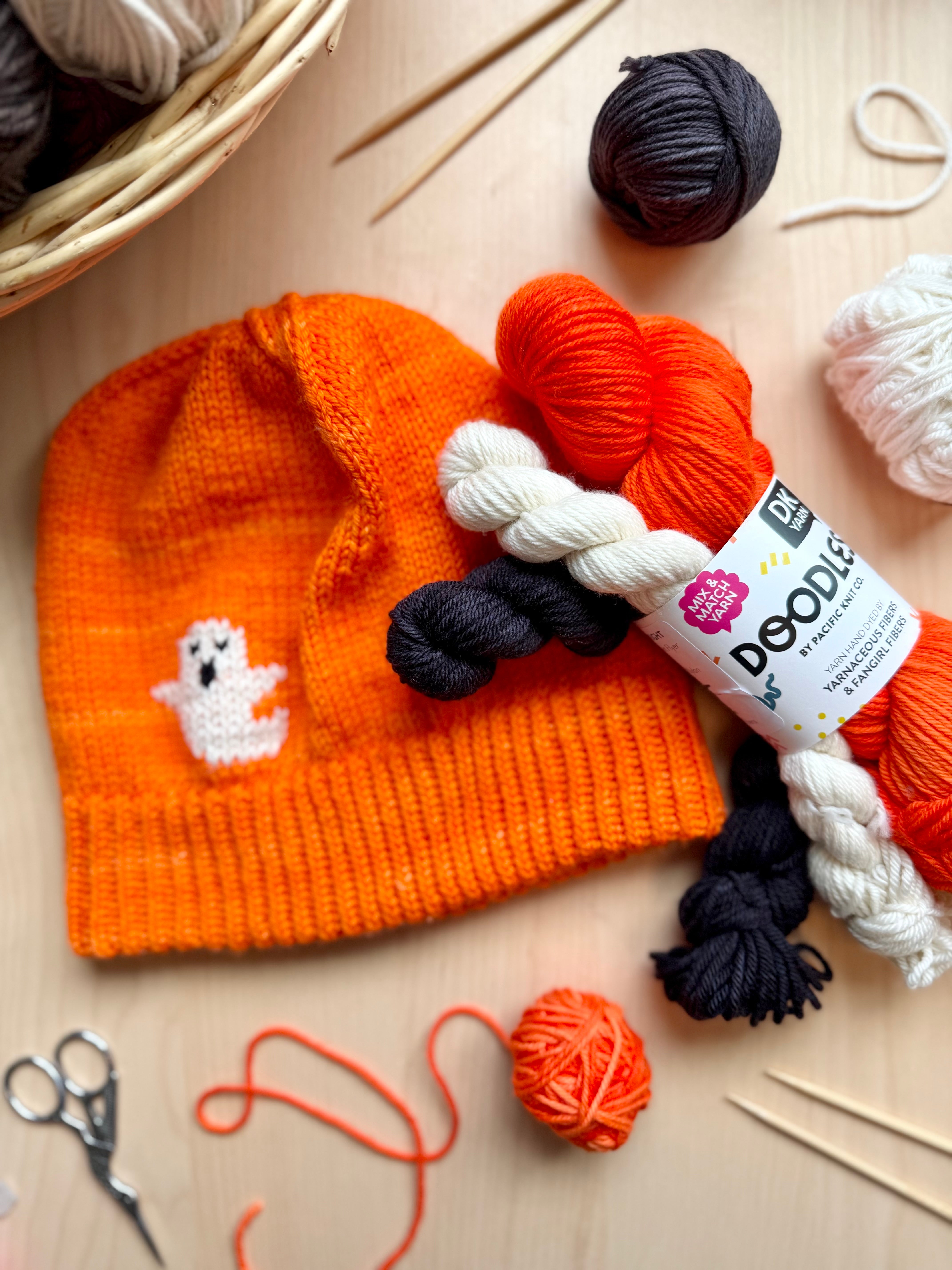 Duplicate Stitch Ghost Hat: Project + Yarn Kit