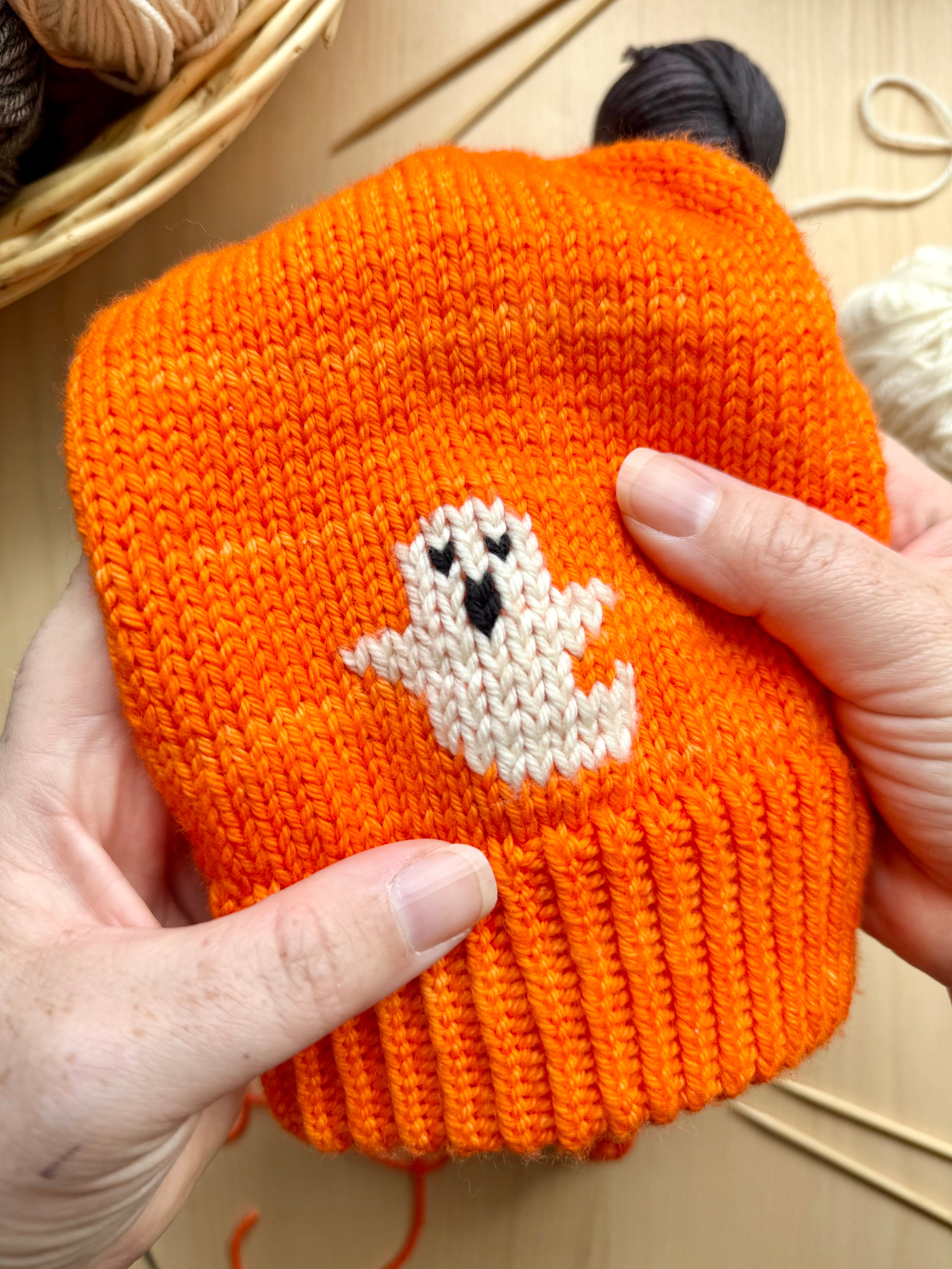 Duplicate Stitch Ghost Hat: Project + Yarn Kit