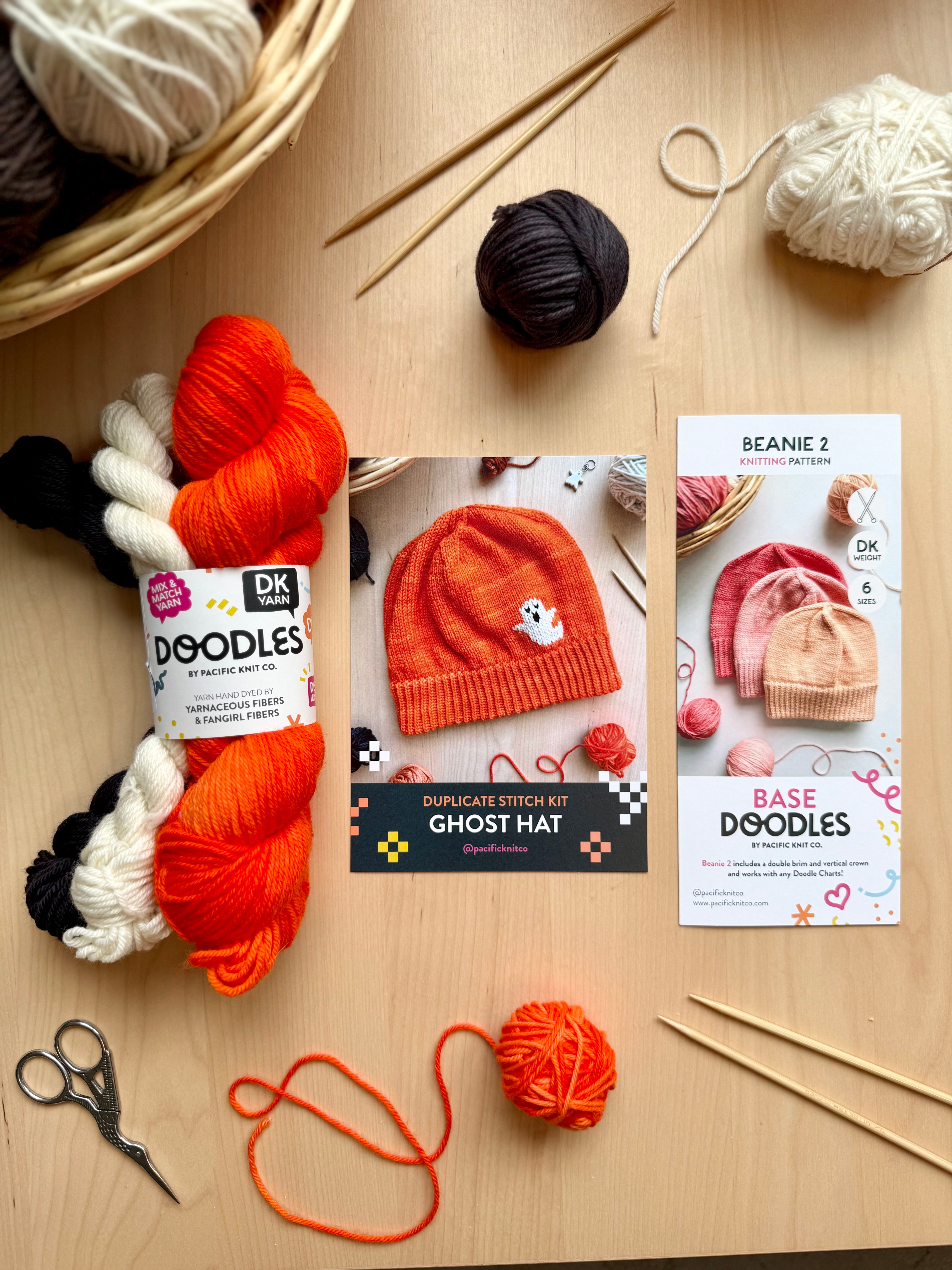 Duplicate Stitch Ghost Hat: Project + Yarn Kit