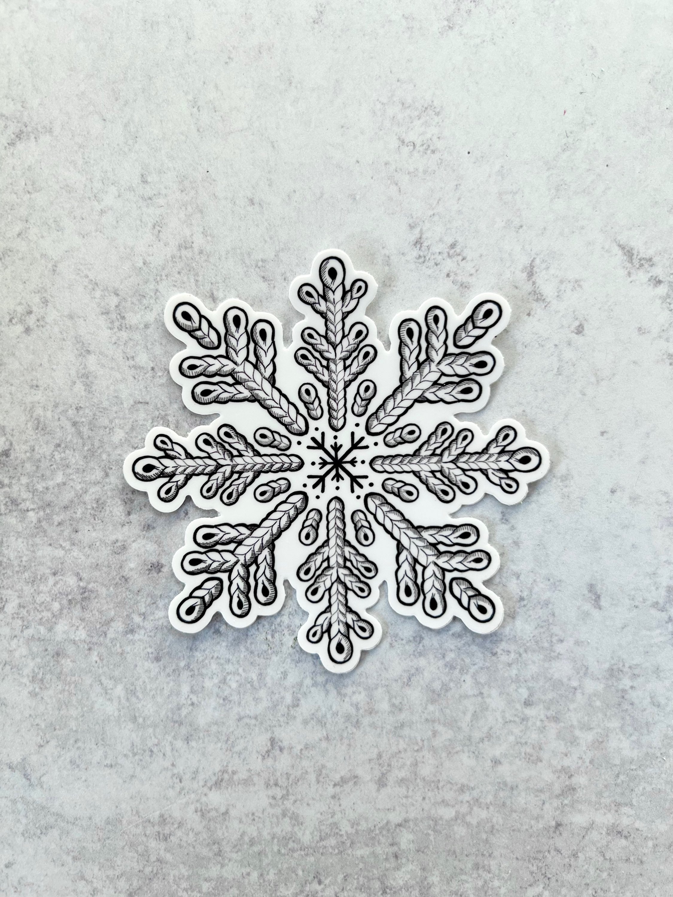 Yarn Snowflake Sticker, 3.5x3.5in