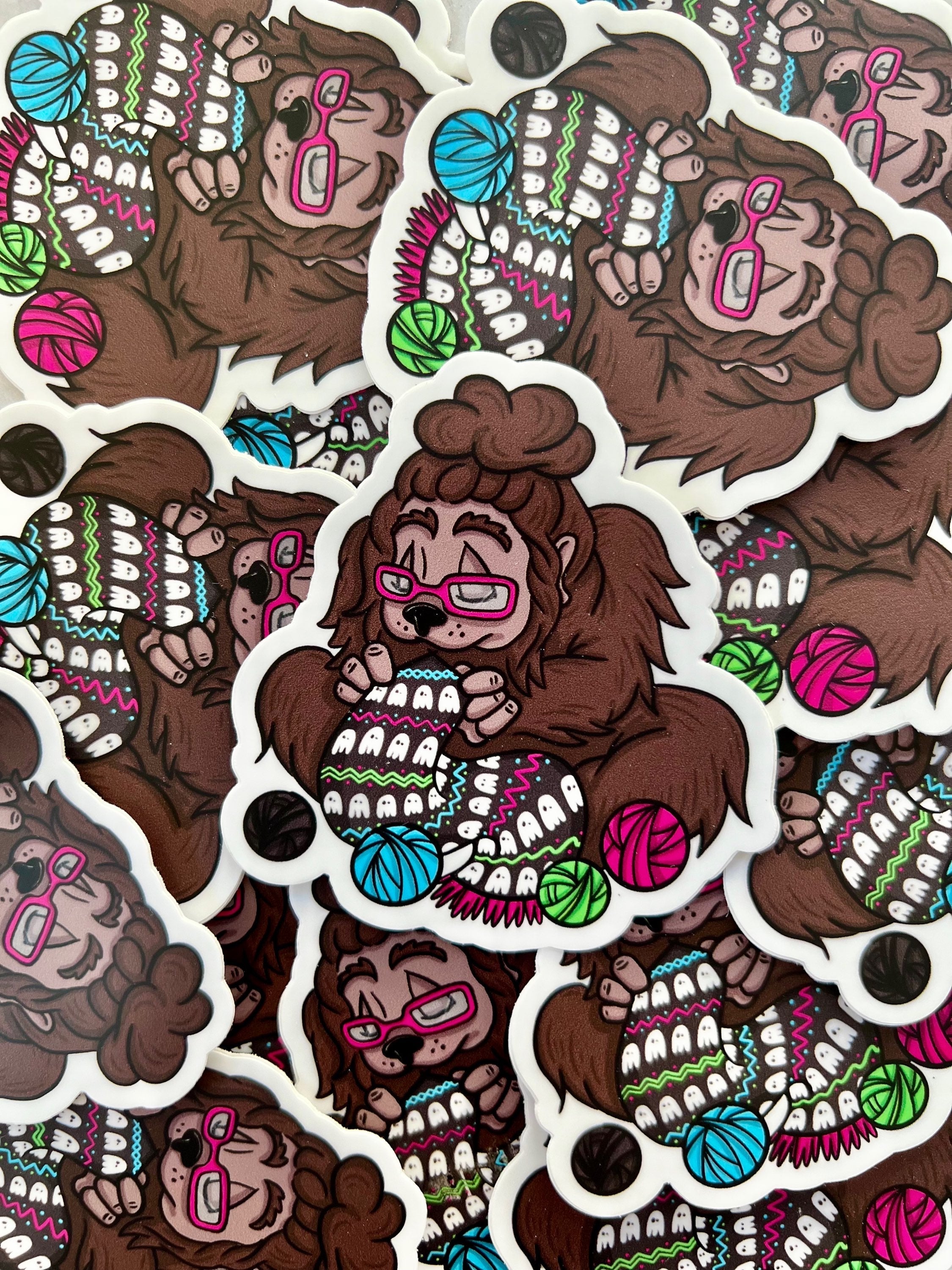 Sticker - Knitting Bigfoot - 3x3in