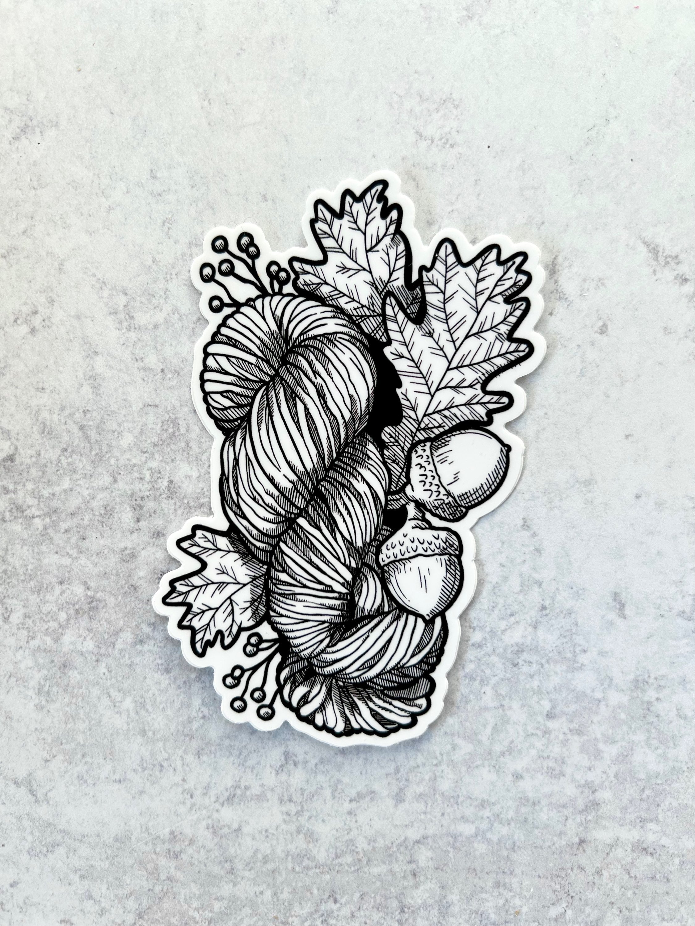 Sticker - Yarn Skein & Oak Leaves