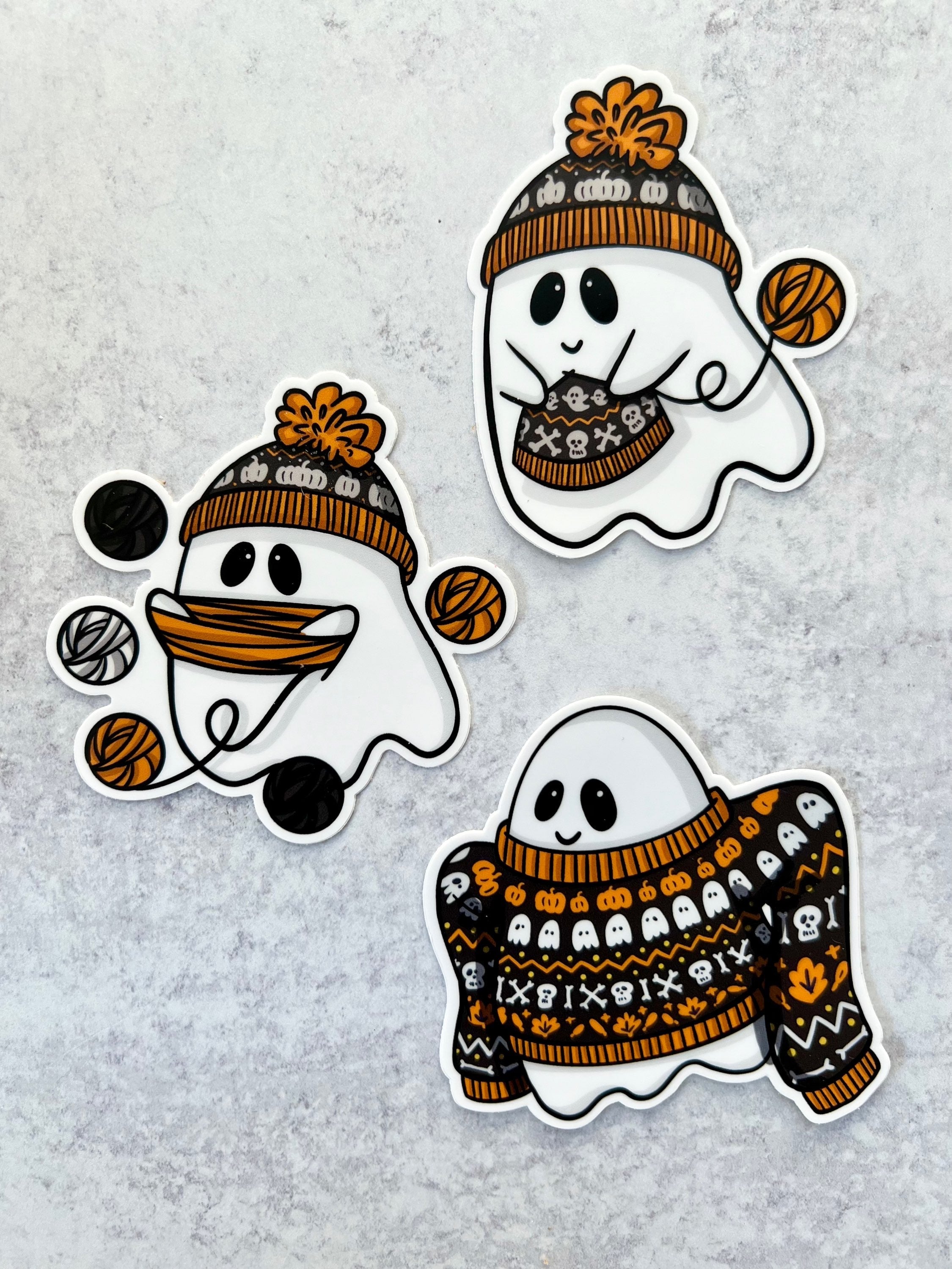 Sticker - Knitting Ghostie - 3x3in
