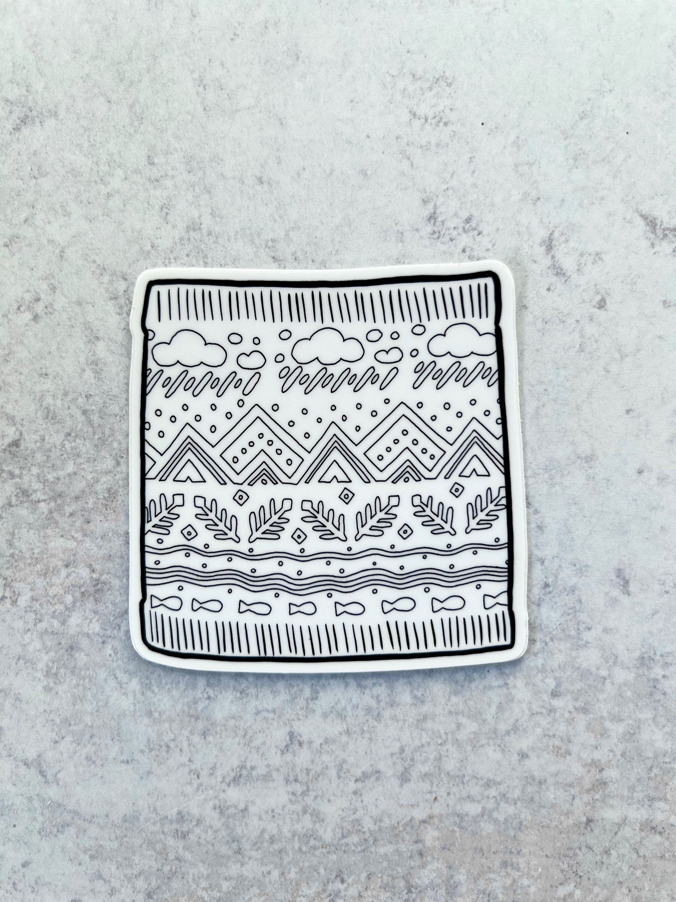 Mountain Doodle Cowl Sticker - 3 x 3 in