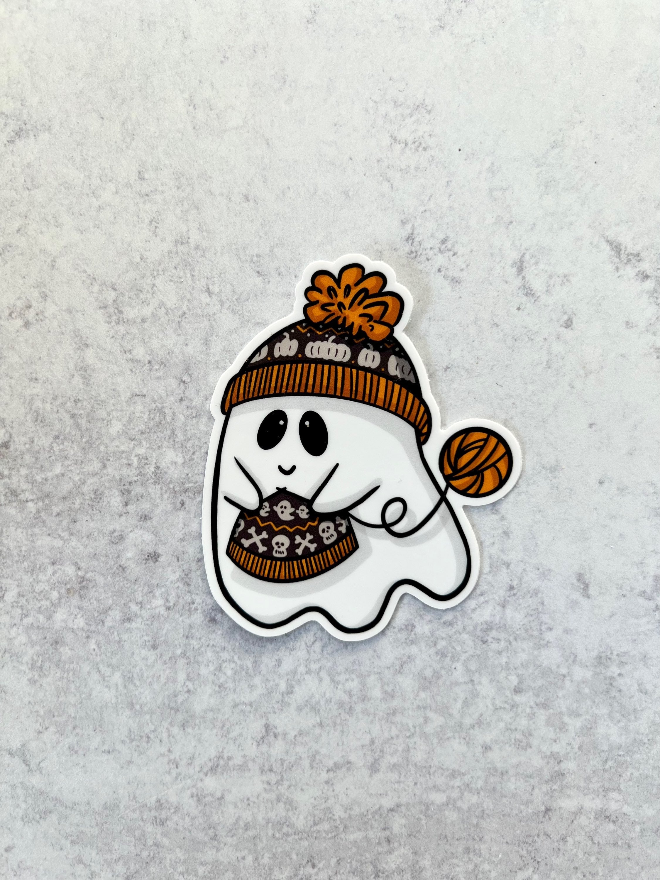 Sticker - Knitting Ghostie - 3x3in
